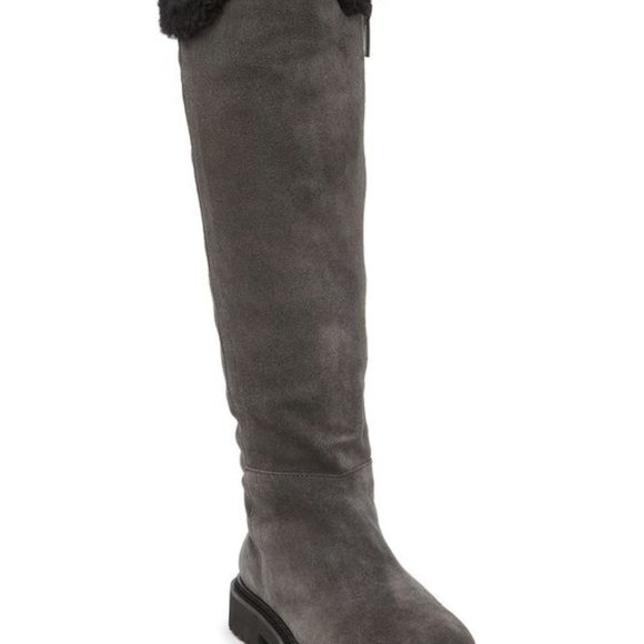 AQUATALIA 6.5 6 SHEARLING FUR LINED Mikenna Grey Suede Knee High Boots - Picture 4 of 7